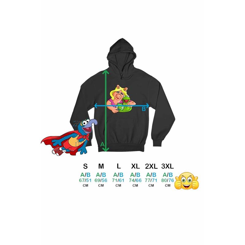 Fashion, accesorii si bijuterii - Barbati - Imbracaminte - Hanorace barbati - Hanorac Personalizat Barbati The Muppets Kermit the Frog Miss Piggy, negru, marime 3XL - Infinity.ro