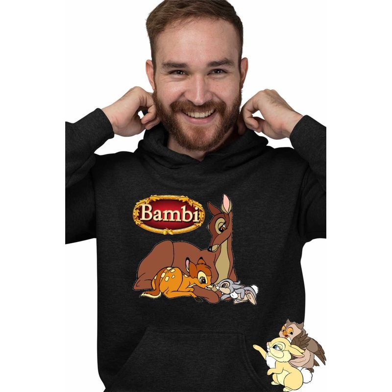 Fashion, accesorii si bijuterii - Barbati - Imbracaminte - Hanorace barbati - Hanorac Personalizat Barbati Bambi Mama Thumper Padura Caprioara, negru, marime 2XL - Infinity.ro