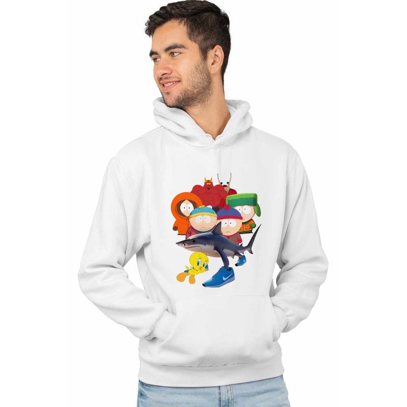 Fashion, accesorii si bijuterii - Barbati - Imbracaminte - Hanorace barbati - Hanorac Barbati South Park Tweety Tralalero Tralala Brainrot Diavol Brainrot Italian, alb, marime S - Infinity.ro