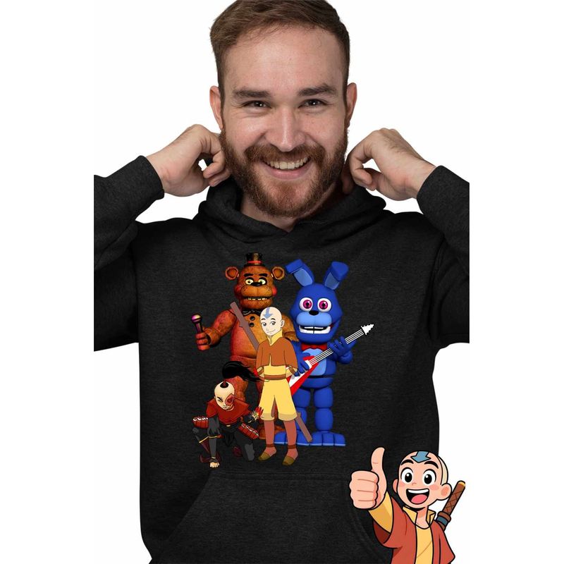 Fashion, accesorii si bijuterii - Barbati - Imbracaminte - Hanorace barbati - Hanorac Barbati Avatar Fnaf Freddy Last Airbender Firebender, negru, marime S - Infinity.ro