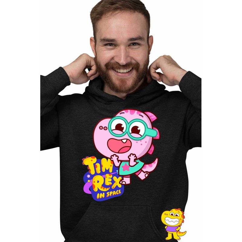 Fashion, accesorii si bijuterii - Barbati - Imbracaminte - Hanorace barbati - Hanorac Barbati Tim Rex Tia Spatiu Dinozauri Exploratori, negru, marime L - Infinity.ro