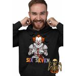 Fashion, accesorii si bijuterii - Barbati - Imbracaminte - Hanorace barbati - Hanorac Barbati Six Seven Horror Pennywise 67 Halloween, negru, marime 2XL - Infinity.ro