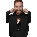 Fashion, accesorii si bijuterii - Barbati - Imbracaminte - Hanorace barbati - Hanorac Personalizat Barbati Lewis Capaldi Chibi Cartoon, negru, marime S - Infinity.ro