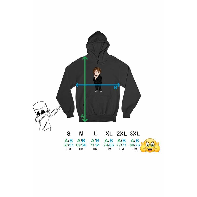 Fashion, accesorii si bijuterii - Barbati - Imbracaminte - Hanorace barbati - Hanorac Personalizat Barbati Lewis Capaldi Chibi Cartoon, negru, marime S - Infinity.ro