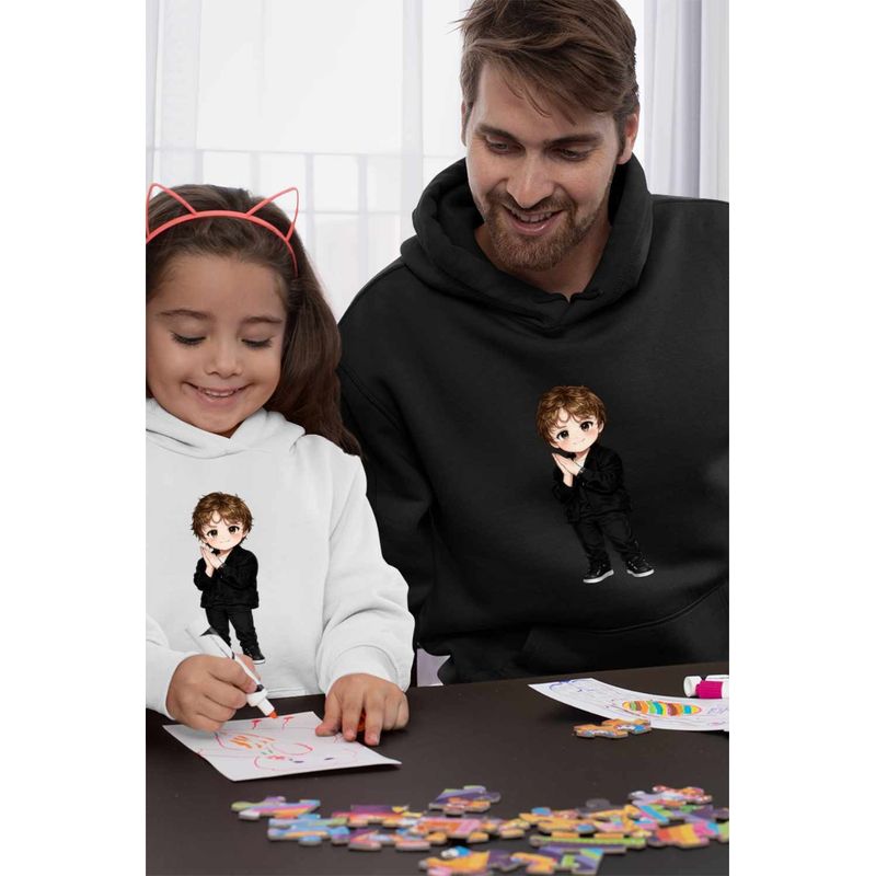 Fashion, accesorii si bijuterii - Barbati - Imbracaminte - Hanorace barbati - Hanorac Personalizat Barbati Lewis Capaldi Chibi Cartoon, negru, marime S - Infinity.ro