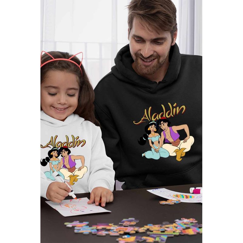 Fashion, accesorii si bijuterii - Barbati - Imbracaminte - Hanorace barbati - Hanorac Barbati Aladdin Jasmine Covor Fermecat Printesa, negru, marime 2XL - Infinity.ro