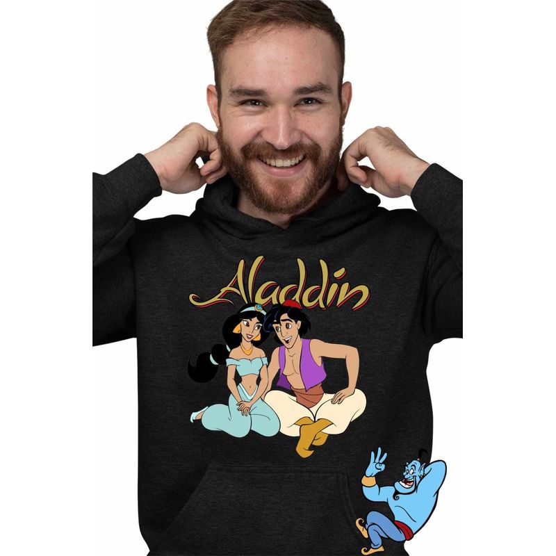 Fashion, accesorii si bijuterii - Barbati - Imbracaminte - Hanorace barbati - Hanorac Barbati Aladdin Jasmine Covor Fermecat Printesa, negru, marime 2XL - Infinity.ro