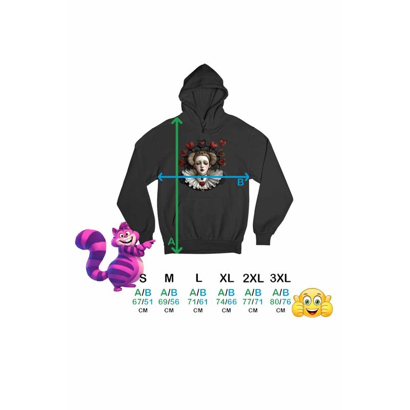 Fashion, accesorii si bijuterii - Barbati - Imbracaminte - Hanorace barbati - Hanorac Personalizat Barbati Alice Tara Minunilor Regina de Cupa, negru, marime M - Infinity.ro