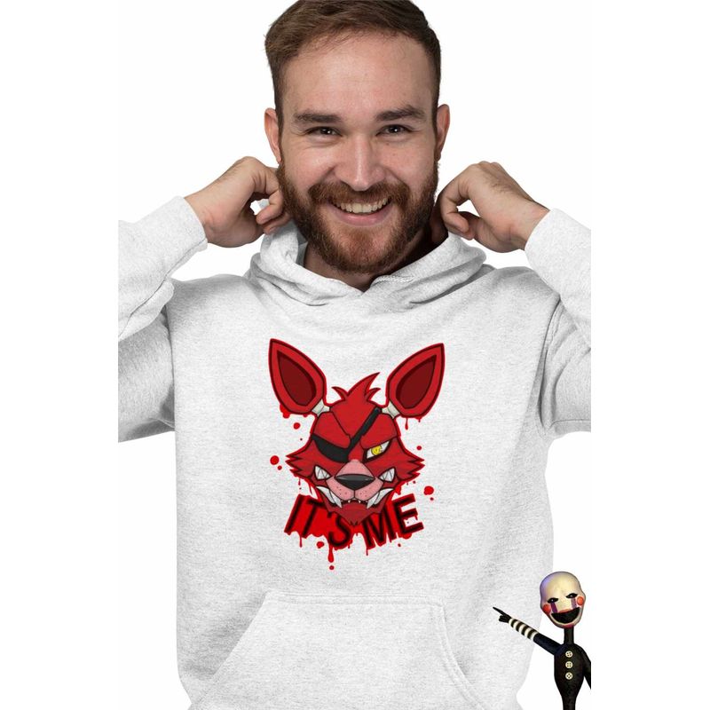 Fashion, accesorii si bijuterii - Barbati - Imbracaminte - Hanorace barbati - Hanorac Barbati Fnaf Foxy Its Me Five Nights at Freddy Horror Halloween, alb, marime XL - Infinity.ro