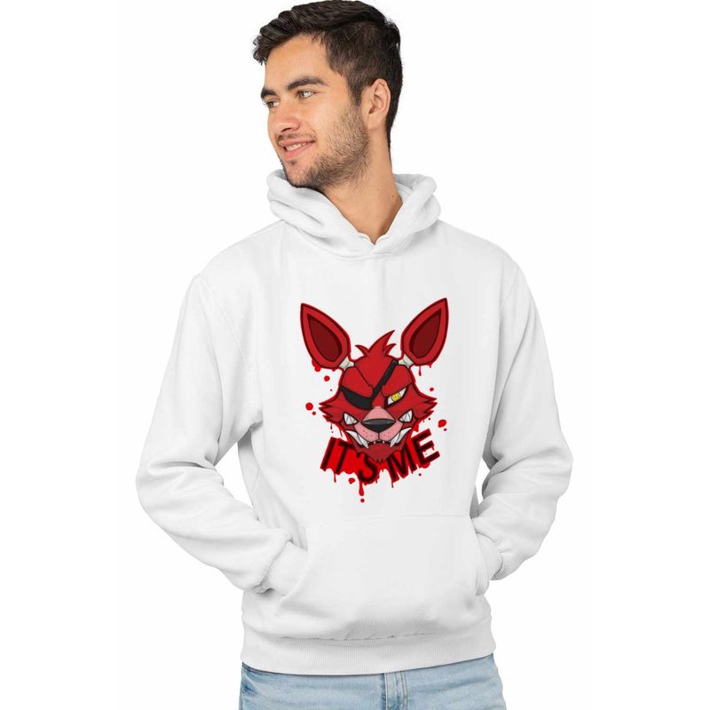 Fashion, accesorii si bijuterii - Barbati - Imbracaminte - Hanorace barbati - Hanorac Barbati Fnaf Foxy Its Me Five Nights at Freddy Horror Halloween, alb, marime XL - Infinity.ro