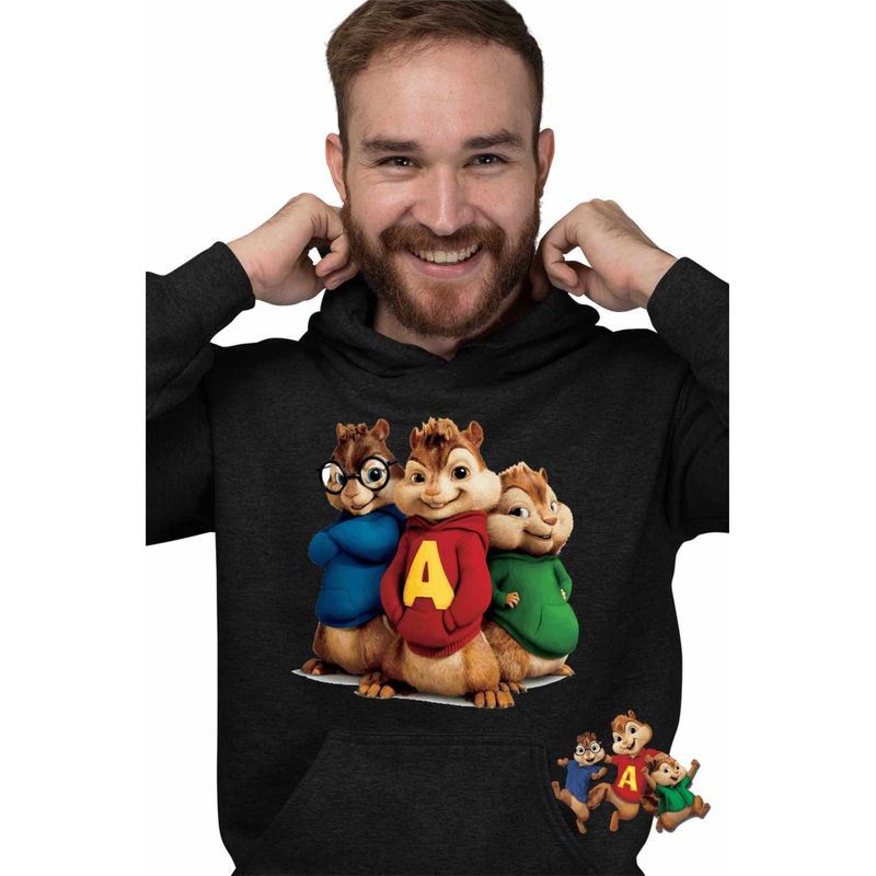 Fashion, accesorii si bijuterii - Barbati - Imbracaminte - Hanorace barbati - Hanorac Barbati Alvin Toata Trupa Alvinnn Veveritele, negru, marime 2XL - Infinity.ro