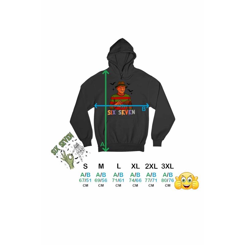 Fashion, accesorii si bijuterii - Barbati - Imbracaminte - Hanorace barbati - Hanorac Barbati Six Seven Freddy Krueger 67 Halloween, negru, marime 2XL - Infinity.ro