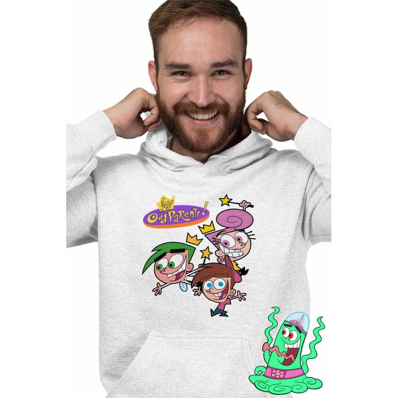 Fashion, accesorii si bijuterii - Barbati - Imbracaminte - Hanorace barbati - Hanorac Barbati Fairly Odd Parents Team Timmy Wanda Cosmo Nasii mei Vrajitori, alb, marime 3XL - Infinity.ro