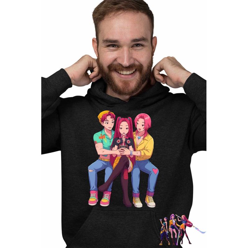 Fashion, accesorii si bijuterii - Barbati - Imbracaminte - Hanorace barbati - Hanorac Barbati Huntrix Saja Boys Drama Kpop, negru, marime 2XL - Infinity.ro