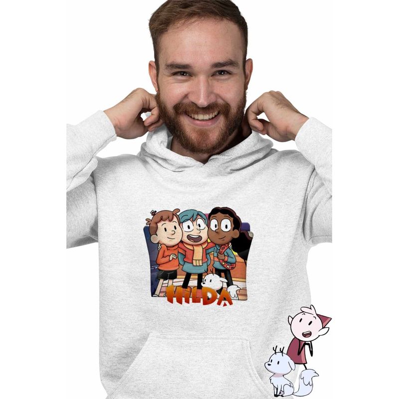 Fashion, accesorii si bijuterii - Barbati - Imbracaminte - Hanorace barbati - Hanorac Barbati Hilda Dream Team Prieteni Frida David, alb, marime 3XL - Infinity.ro