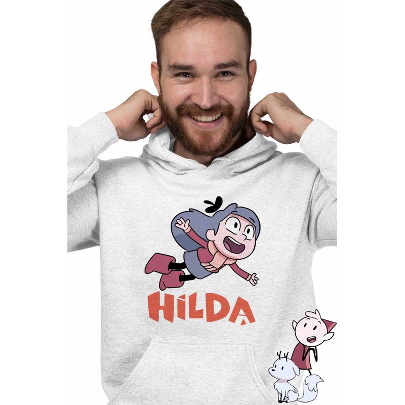 Fashion, accesorii si bijuterii - Barbati - Imbracaminte - Hanorace barbati - Hanorac Barbati Hilda Aventuri Desene Animate, alb, marime XL - Infinity.ro