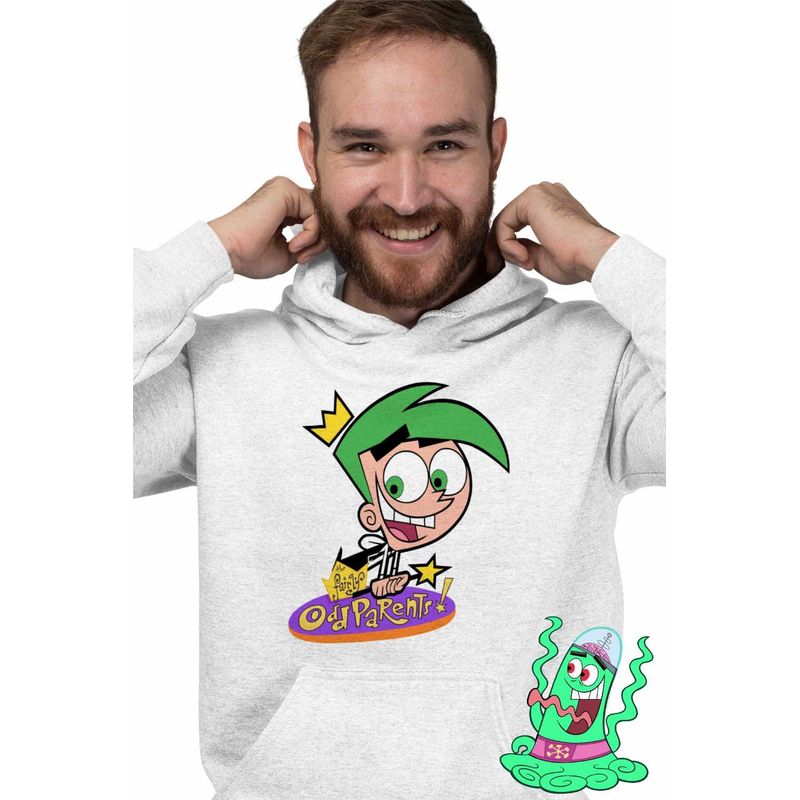 Fashion, accesorii si bijuterii - Barbati - Imbracaminte - Hanorace barbati - Hanorac Barbati Fairly Odd Parents Cosmo Julius Nasii mei Vrajitori, alb, marime 2XL - Infinity.ro