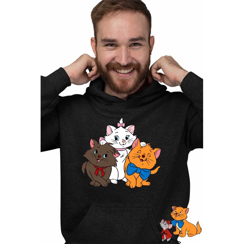 Fashion, accesorii si bijuterii - Barbati - Imbracaminte - Hanorace barbati - Hanorac Personalizat Barbati Pisicile Aristocrate Marie Berlioz Toulouse, negru, marime 2XL - Infinity.ro