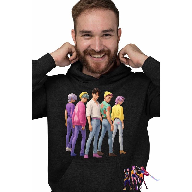 Fashion, accesorii si bijuterii - Barbati - Imbracaminte - Hanorace barbati - Hanorac Barbati Huntrix Saja Boys Kpop Trupa, negru, marime M - Infinity.ro