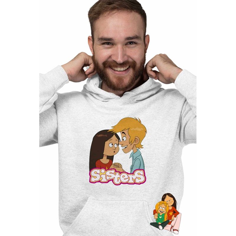 Fashion, accesorii si bijuterii - Barbati - Imbracaminte - Hanorace barbati - Hanorac Barbati Surorile Wendy Maxence The Sisters Max Valentines Dragobete, alb, marime 3XL - Infinity.ro