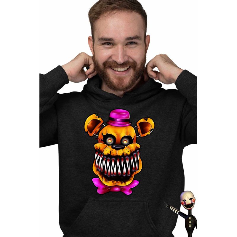 Fashion, accesorii si bijuterii - Barbati - Imbracaminte - Hanorace barbati - Hanorac Barbati Fnaf Nightmare Freddy Five Nights at Freddy Horror Halloween, negru, marime S - Infinity.ro