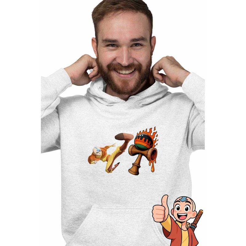 Fashion, accesorii si bijuterii - Barbati - Imbracaminte - Hanorace barbati - Hanorac Barbati Avatar Kendama Last Airbender, alb, marime M - Infinity.ro