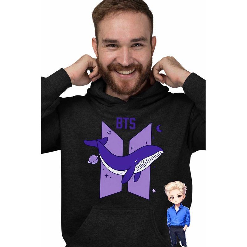 Fashion, accesorii si bijuterii - Barbati - Imbracaminte - Hanorace barbati - Hanorac Personalizat Barbati Kpop BTS Universe Whale, negru, marime 3XL - Infinity.ro