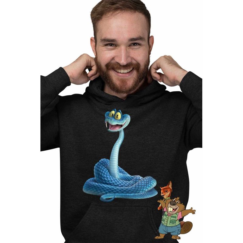 Fashion, accesorii si bijuterii - Barbati - Imbracaminte - Hanorace barbati - Hanorac Barbati Zootopia Gary Vipera Zootropolis Sarpe, negru, marime L - Infinity.ro