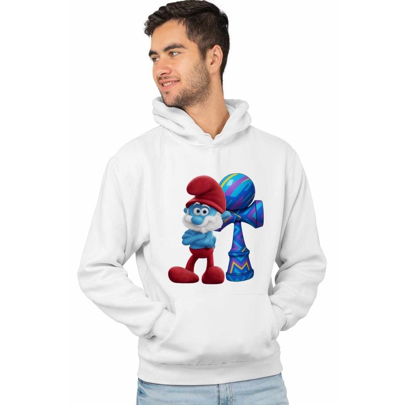 Fashion, accesorii si bijuterii - Barbati - Imbracaminte - Hanorace barbati - Hanorac Barbati Kendama Papa Strumf Smurf Gargamel, alb, marime 2XL - Infinity.ro