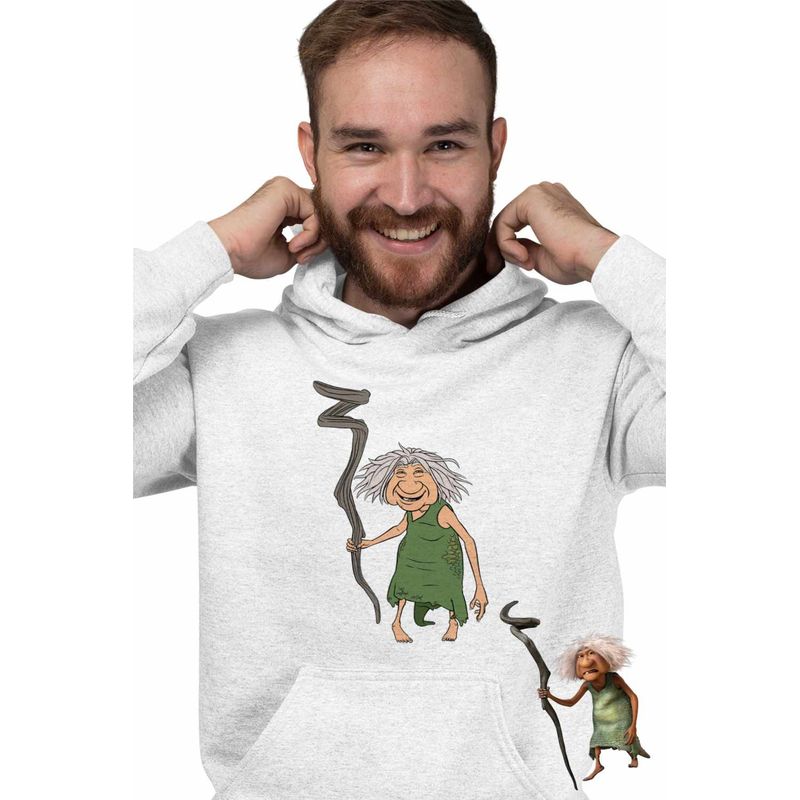 Fashion, accesorii si bijuterii - Barbati - Imbracaminte - Hanorace barbati - Hanorac Barbati The Croods Buni Bunica Famlia Crood Epoca de Piatra, alb, marime 3XL - Infinity.ro