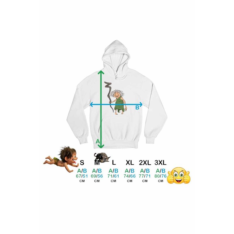 Fashion, accesorii si bijuterii - Barbati - Imbracaminte - Hanorace barbati - Hanorac Barbati The Croods Buni Bunica Famlia Crood Epoca de Piatra, alb, marime 3XL - Infinity.ro