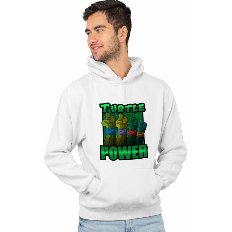 Fashion, accesorii si bijuterii - Barbati - Imbracaminte - Hanorace barbati - Hanorac Barbati Testoasele Ninja Turtle Power, alb, marime M - Infinity.ro