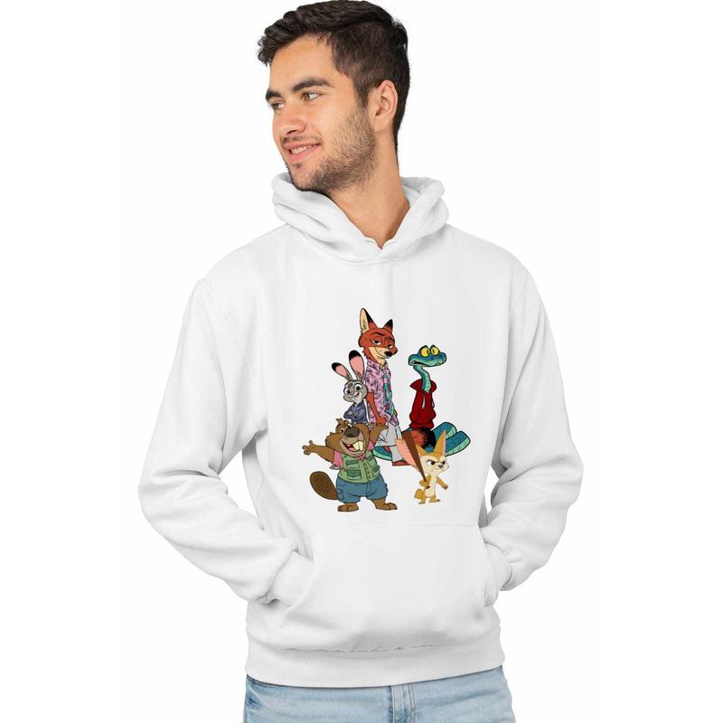 Fashion, accesorii si bijuterii - Barbati - Imbracaminte - Hanorace barbati - Hanorac Barbati Zootopia All Gang Zootropolis Zootropolis Nick Judy Politie, alb, marime 2XL - Infinity.ro