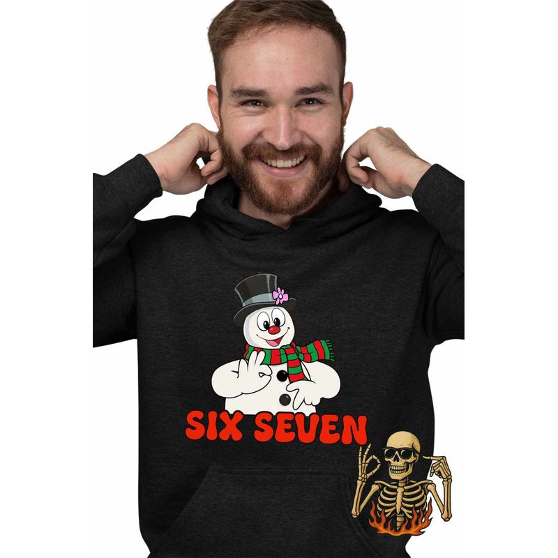 Fashion, accesorii si bijuterii - Barbati - Imbracaminte - Hanorace barbati - Hanorac Barbati Six Seven Om de Zapada Craciun 67, negru, marime M - Infinity.ro