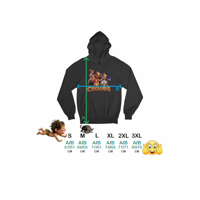 Fashion, accesorii si bijuterii - Barbati - Imbracaminte - Hanorace barbati - Hanorac Barbati The Croods Actiune in Epoca de Piatra Familia Crood, negru, marime L - Infinity.ro