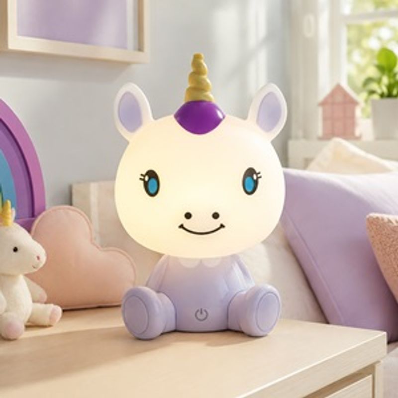 Casa si Gradina - Corpuri si surse de iluminat - Veioze si lampi - Lampi de veghe copii - Lampa de veghe cu figurina unicorn, 3 niveluri de lumina, cablu USB inclus - Infinity.ro