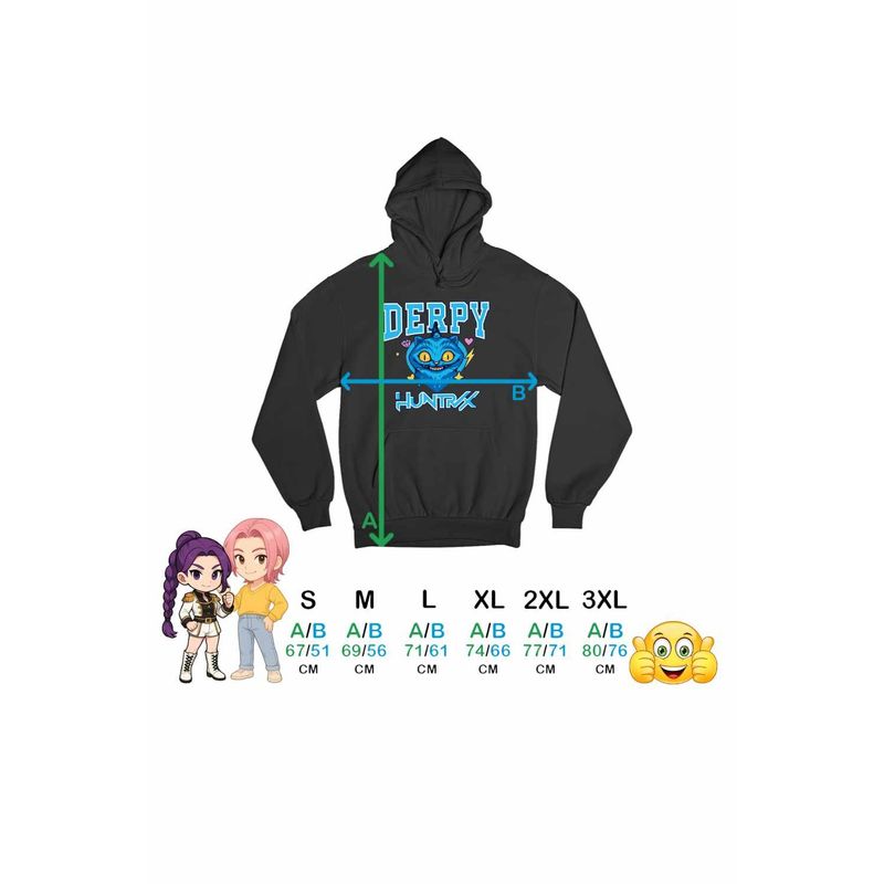 Fashion, accesorii si bijuterii - Barbati - Imbracaminte - Hanorace barbati - Hanorac Barbati Huntrix Derpy Pisica Kpop Demon Hunters, negru, marime L - Infinity.ro