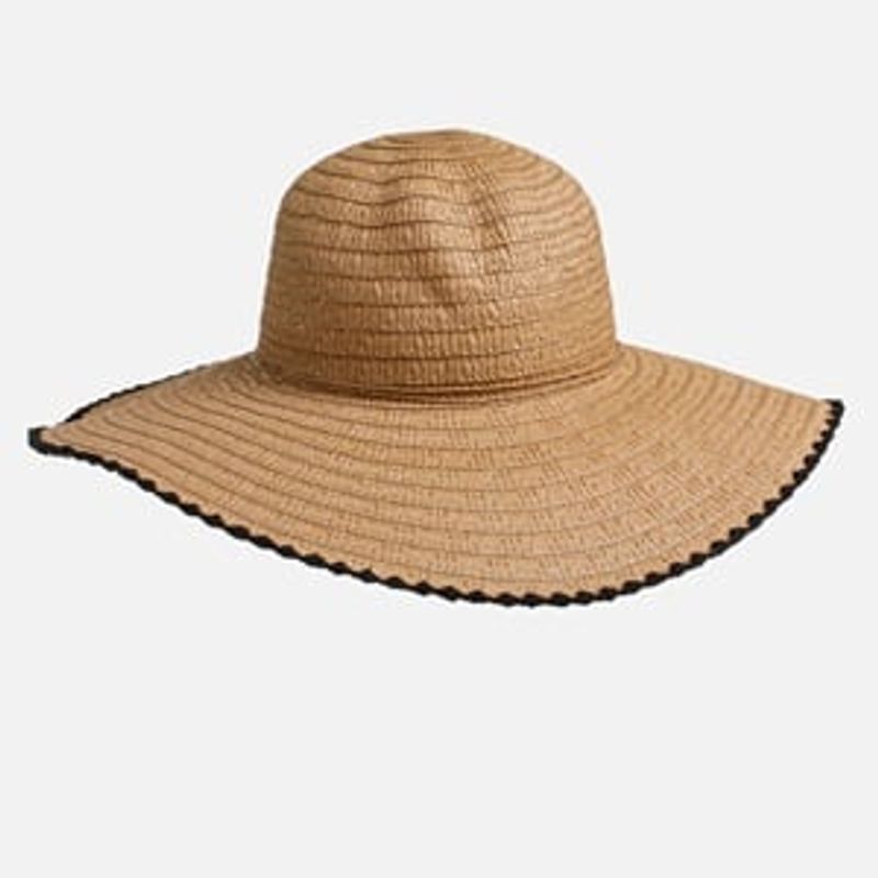 Fashion, accesorii si bijuterii - Femei - Accesorii femei - Caciuli si palarii femei - Palarie dama cu bor larg, Maro, Margine brodata neagra - Infinity.ro