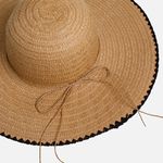 Fashion, accesorii si bijuterii - Femei - Accesorii femei - Caciuli si palarii femei - Palarie dama cu bor larg, Maro, Margine brodata neagra - Infinity.ro