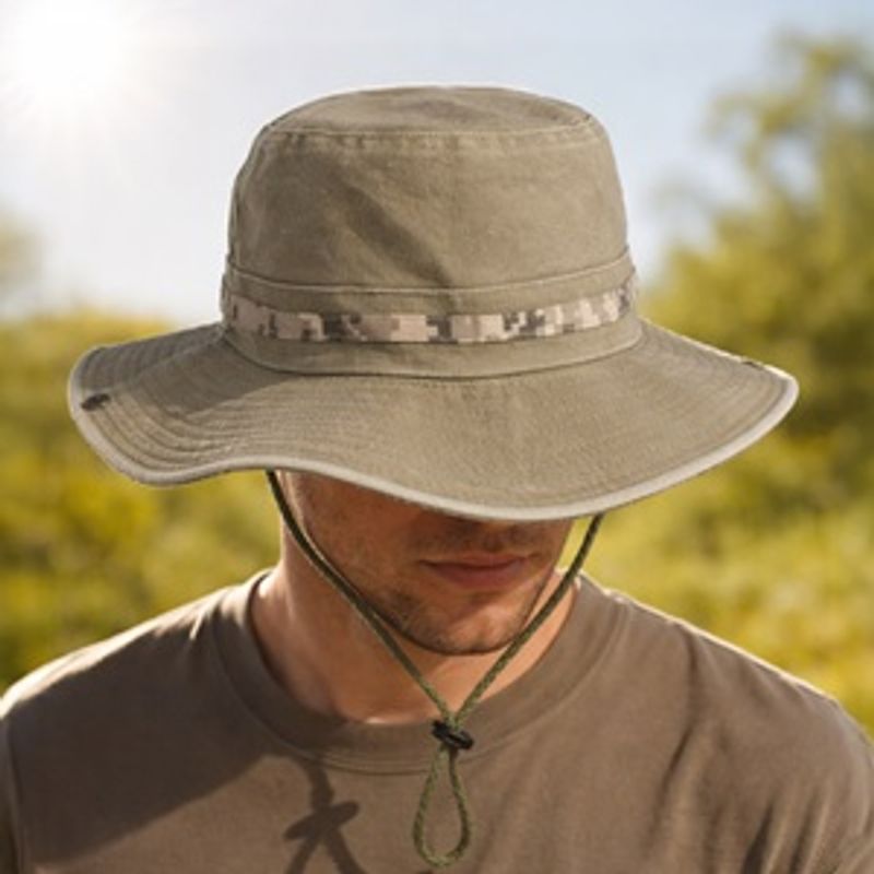 Fashion, accesorii si bijuterii - Femei - Accesorii femei - Caciuli si palarii femei - Palarie bucket din bumbac, Marimea 59, Kaki - Infinity.ro