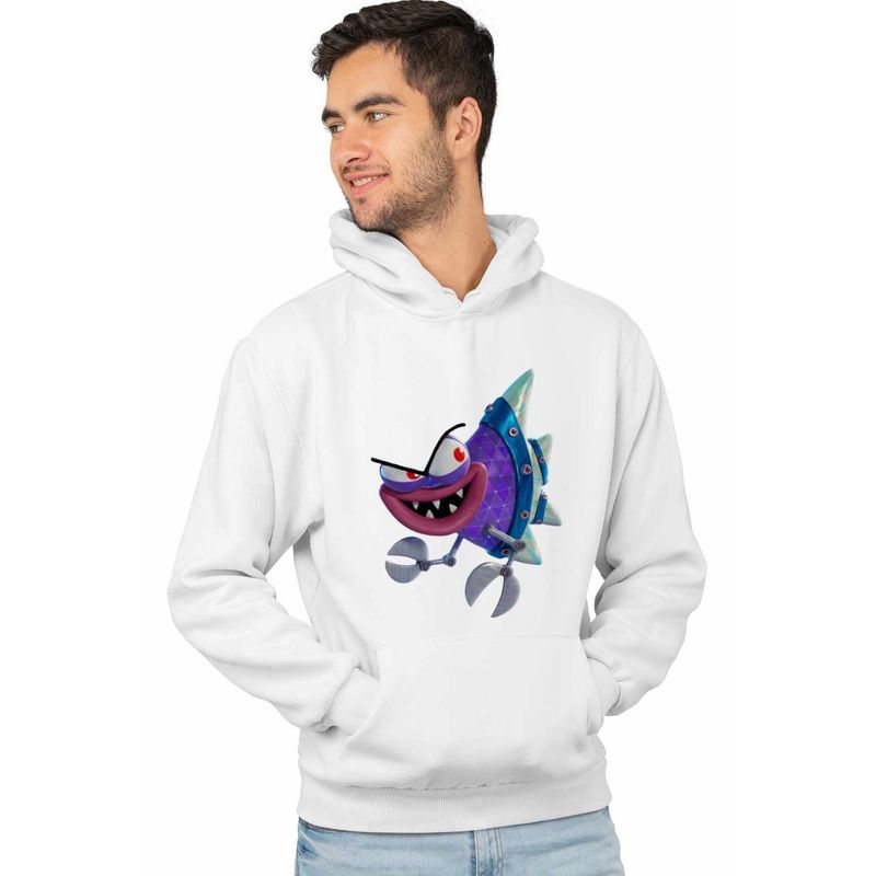 Fashion, accesorii si bijuterii - Barbati - Imbracaminte - Hanorace barbati - Hanorac Barbati Dog Man Flippy The Fish Pestele, alb, marime S - Infinity.ro