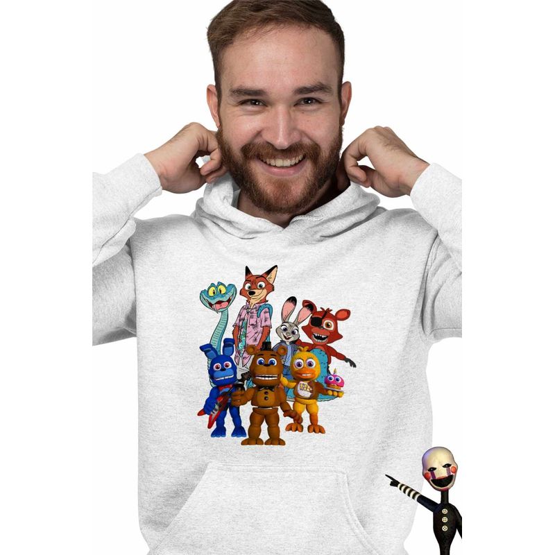 Fashion, accesorii si bijuterii - Barbati - Imbracaminte - Hanorace barbati - Hanorac Barbati Fnaf Zootopia Judy Sarpe Vulpe Five Nights at Freddy Horror Halloween, alb, marime XL - Infinity.ro