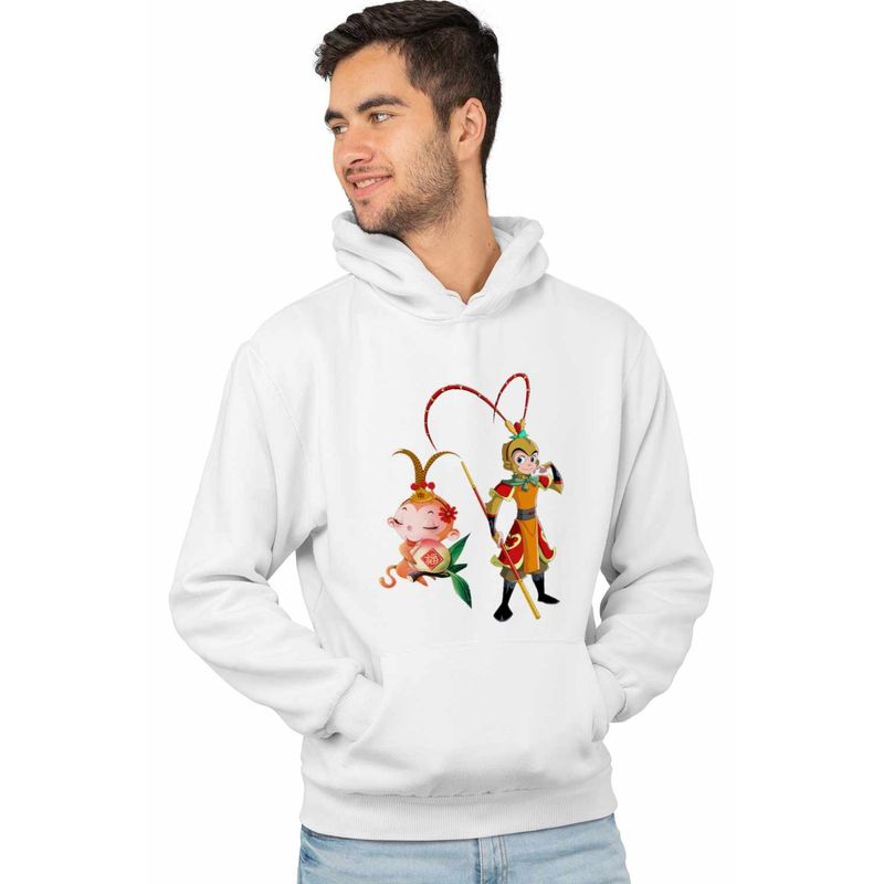 Fashion, accesorii si bijuterii - Barbati - Imbracaminte - Hanorace barbati - Hanorac Barbati Sun Wukong King Monkey Antic, alb, marime S - Infinity.ro