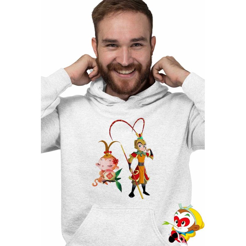 Fashion, accesorii si bijuterii - Barbati - Imbracaminte - Hanorace barbati - Hanorac Barbati Sun Wukong King Monkey Antic, alb, marime S - Infinity.ro