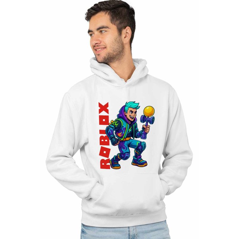 Fashion, accesorii si bijuterii - Barbati - Imbracaminte - Hanorace barbati - Hanorac Barbati Kendama Roblox Skin, alb, marime 2XL - Infinity.ro