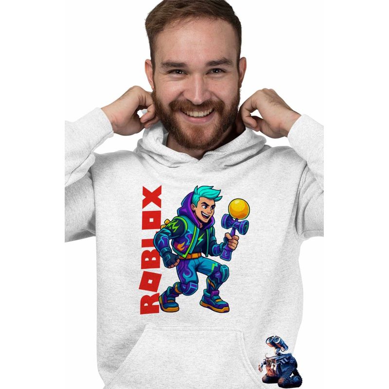 Fashion, accesorii si bijuterii - Barbati - Imbracaminte - Hanorace barbati - Hanorac Barbati Kendama Roblox Skin, alb, marime 2XL - Infinity.ro