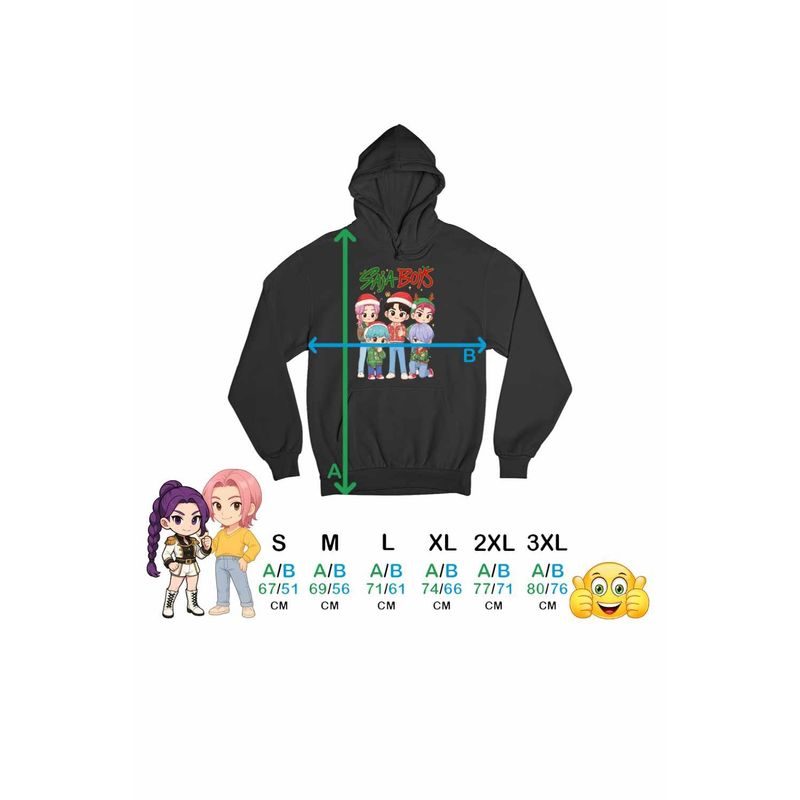 Fashion, accesorii si bijuterii - Barbati - Imbracaminte - Hanorace barbati - Hanorac Barbati Huntrix Saja Boys Craciun Kpop, negru, marime S - Infinity.ro
