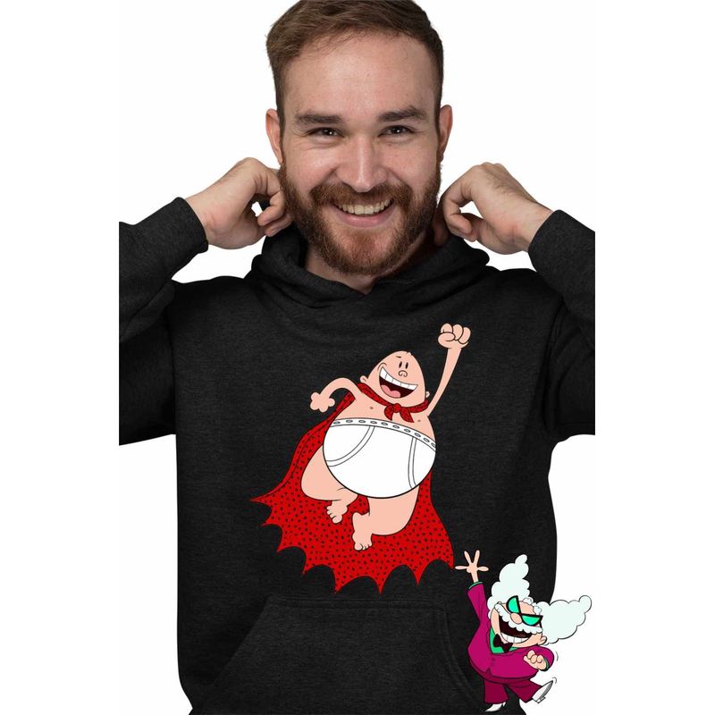 Fashion, accesorii si bijuterii - Barbati - Imbracaminte - Hanorace barbati - Hanorac Barbati Captain Underpants Capitanul Chilot Dav Pilkey, negru, marime M - Infinity.ro