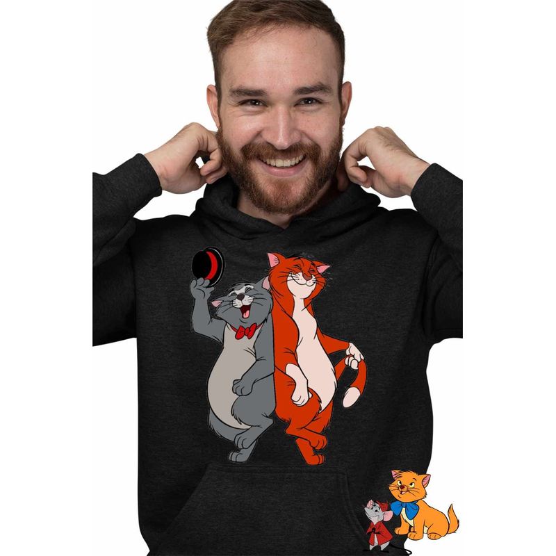 Fashion, accesorii si bijuterii - Barbati - Imbracaminte - Hanorace barbati - Hanorac Personalizat Barbati Pisicile Aristocrate Omalley Scat Cat, negru, marime L - Infinity.ro
