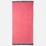 Fashion, accesorii si bijuterii - Femei - Lenjerie si pijamale femei - Imbracaminte de plaja femei - Prosop de plaja din bumbac, Fucsia cu bordura decorativa, 150x75cm - Infinity.ro